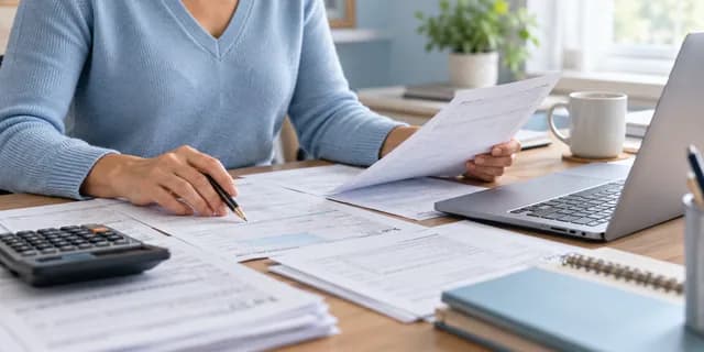 Reviewing individual tax forms at a desk